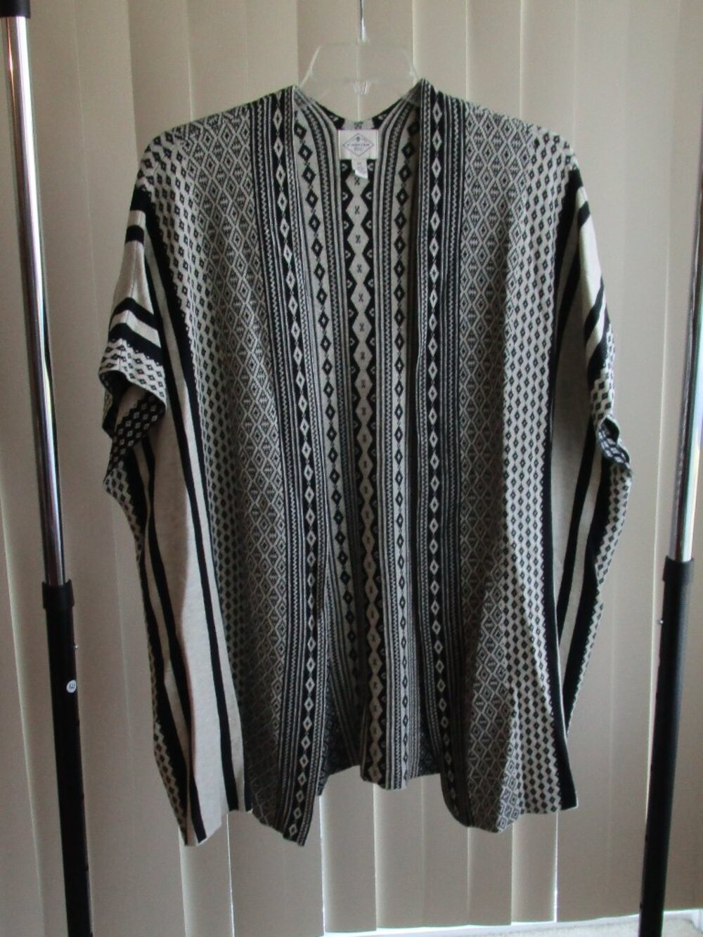 St Johns Bay Cardigan Sweater woman 2X - black/ivory stripe pattern